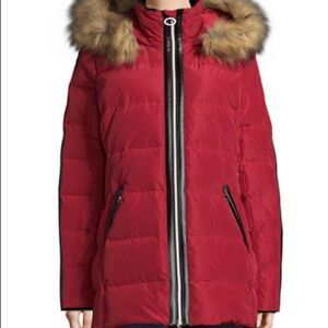 Bianca Nygard Sutton Down Parka with Faux Fur-RED-Medium